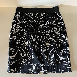Express pencil skirt, shiny, lined, zipper back, knee-length, Size 8